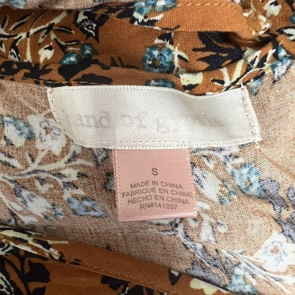 Band Of Gypsies Womens Brown Floral V Neck Short Futter Sleeve Jumpsuit Small - Picture 7 of 8